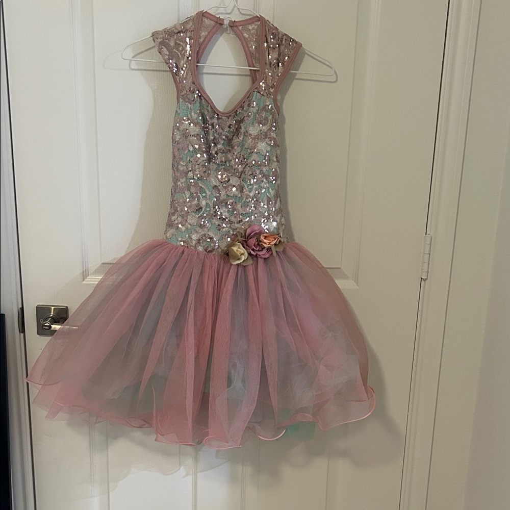 Sparkling Pink and Gold Kids Costume Dress